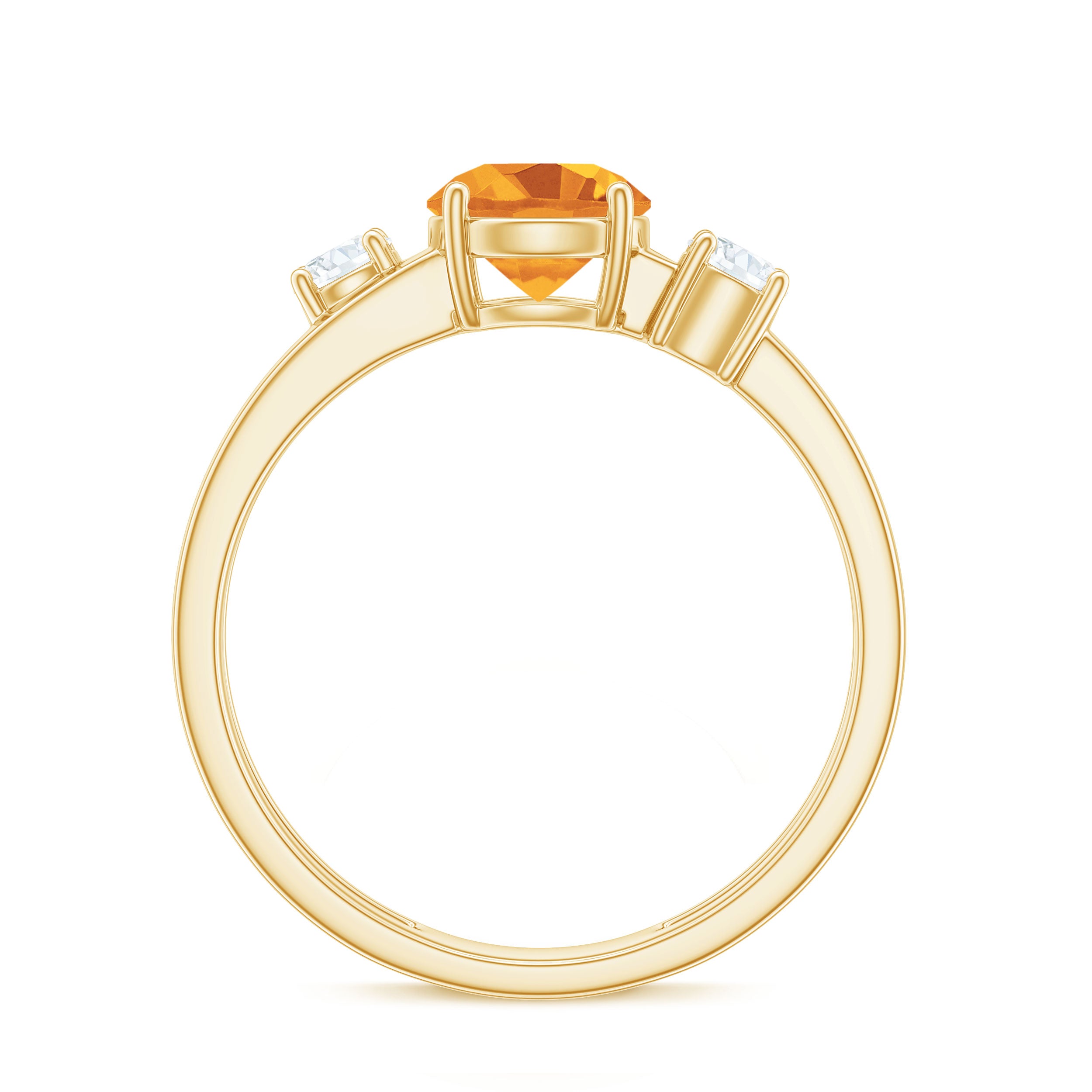 Rosec Jewels-Real Citrine Diamond Double Band Engagement Ring