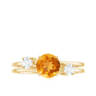 Rosec Jewels-Real Citrine Diamond Double Band Engagement Ring