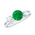 Rosec Jewels-Natural Emerald Diamond Three Stone Engagement Ring