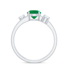 Rosec Jewels-Natural Emerald Diamond Three Stone Engagement Ring