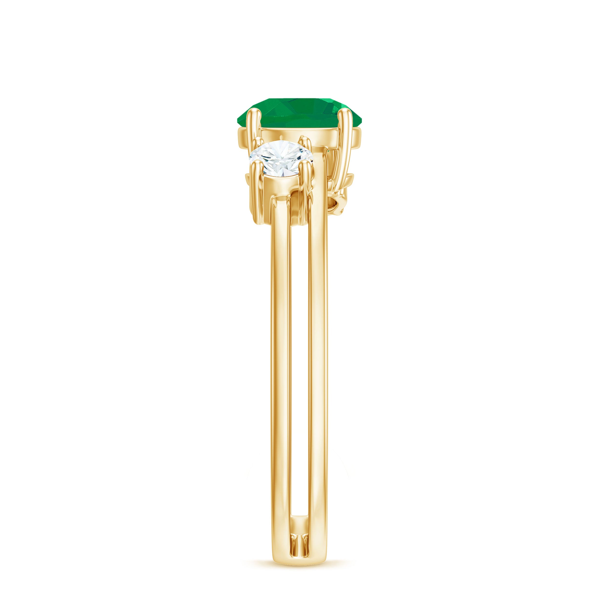 Rosec Jewels-Natural Emerald Diamond Three Stone Engagement Ring