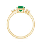 Rosec Jewels-Natural Emerald Diamond Three Stone Engagement Ring