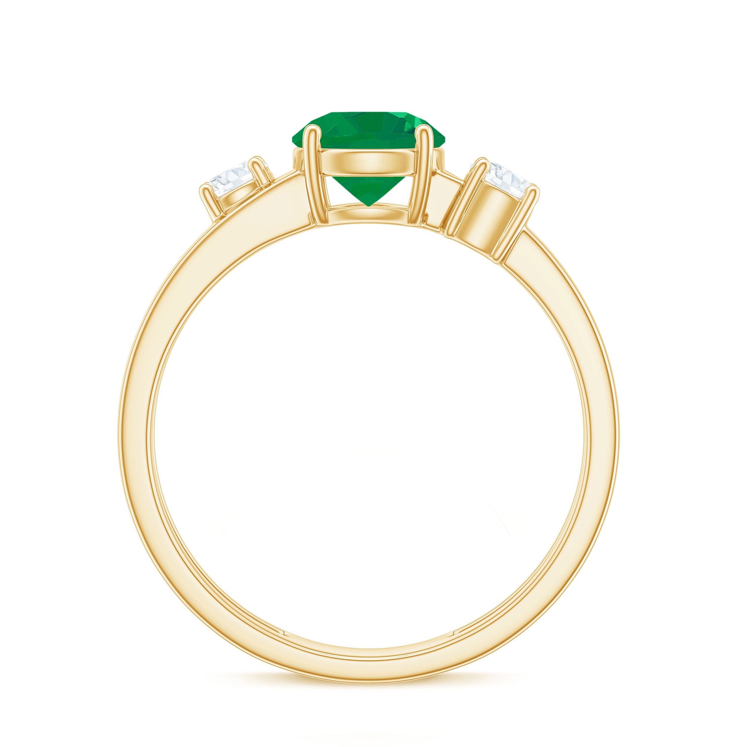 Rosec Jewels-Natural Emerald Diamond Three Stone Engagement Ring