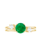 Rosec Jewels-Natural Emerald Diamond Three Stone Engagement Ring