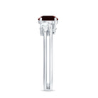 Genuine 8mm Garnet Diamond Double Band Engagement Ring AAA - Rosec Jewels