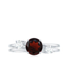 Genuine 8mm Garnet Diamond Double Band Engagement Ring AAA - Rosec Jewels