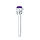 Rosec Jewels-Natural 1.2 Carat Amethyst Double Band Engagement Ring with Diamond