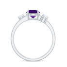 Rosec Jewels-Natural 1.2 Carat Amethyst Double Band Engagement Ring with Diamond