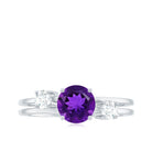 Rosec Jewels-Natural 1.2 Carat Amethyst Double Band Engagement Ring with Diamond