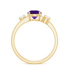 Rosec Jewels-Natural 1.2 Carat Amethyst Double Band Engagement Ring with Diamond