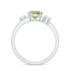 2 Carat Peridot Double Band Engagement Ring with Diamond AAA - Rosec Jewels