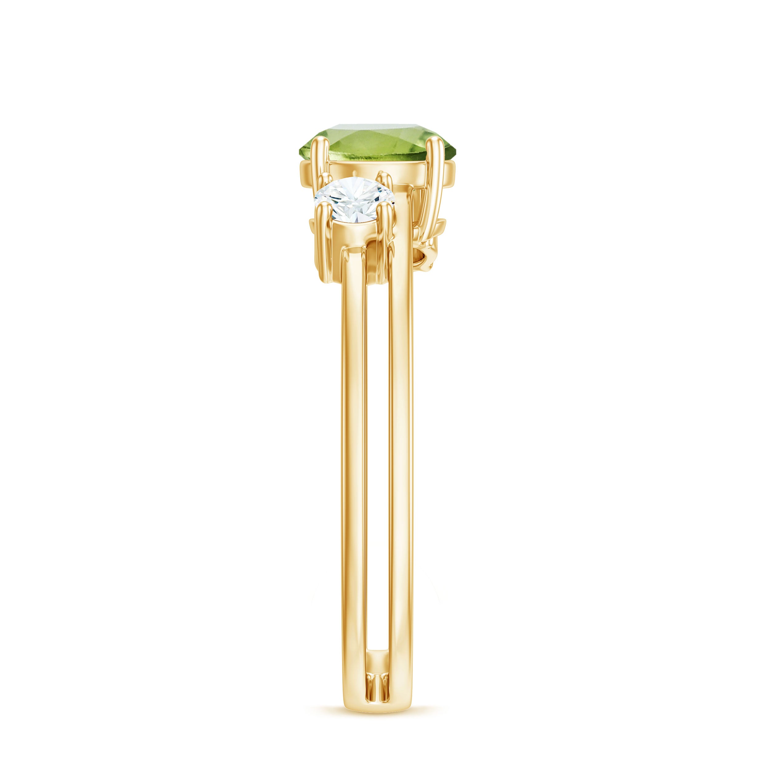 2 Carat Peridot Double Band Engagement Ring with Diamond AAA - Rosec Jewels