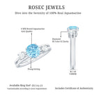 0.8 Carat Aquamarine and Diamond 3 Stone Engagement Ring with Double Band Shank AAA - Rosec Jewels
