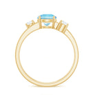 0.8 Carat Aquamarine and Diamond 3 Stone Engagement Ring with Double Band Shank AAA - Rosec Jewels