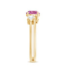1 CT Genuine Pink Tourmaline Solitaire Double Band Ring with Diamond AAA - Rosec Jewels