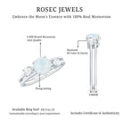 1/2 CT Moonstone Solitaire Double Band Ring with Diamond AAA - Rosec Jewels
