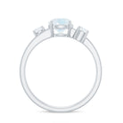 1/2 CT Moonstone Solitaire Double Band Ring with Diamond AAA - Rosec Jewels