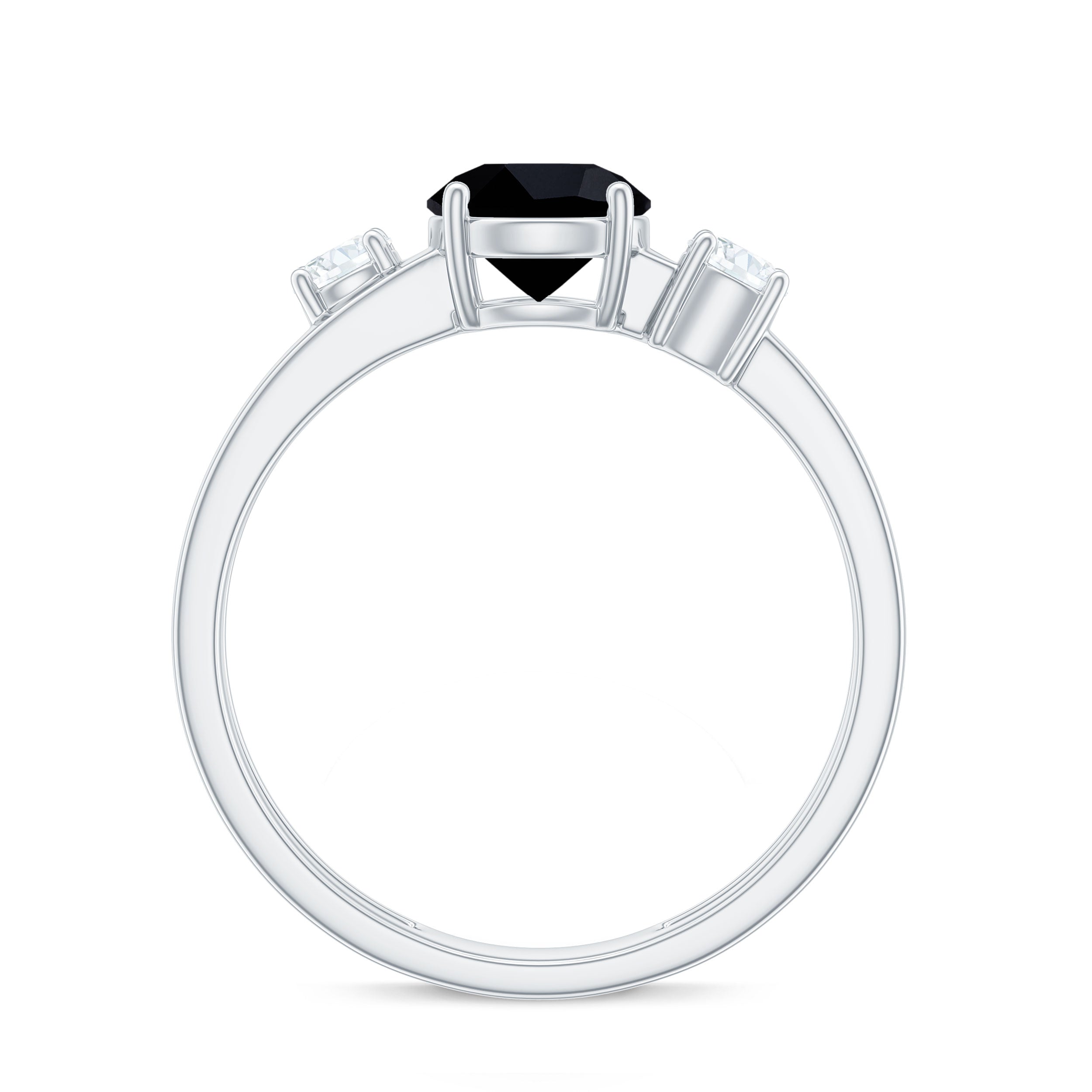 Rosec Jewels-Real Black Onyx and Diamond Double Band Engagement Ring