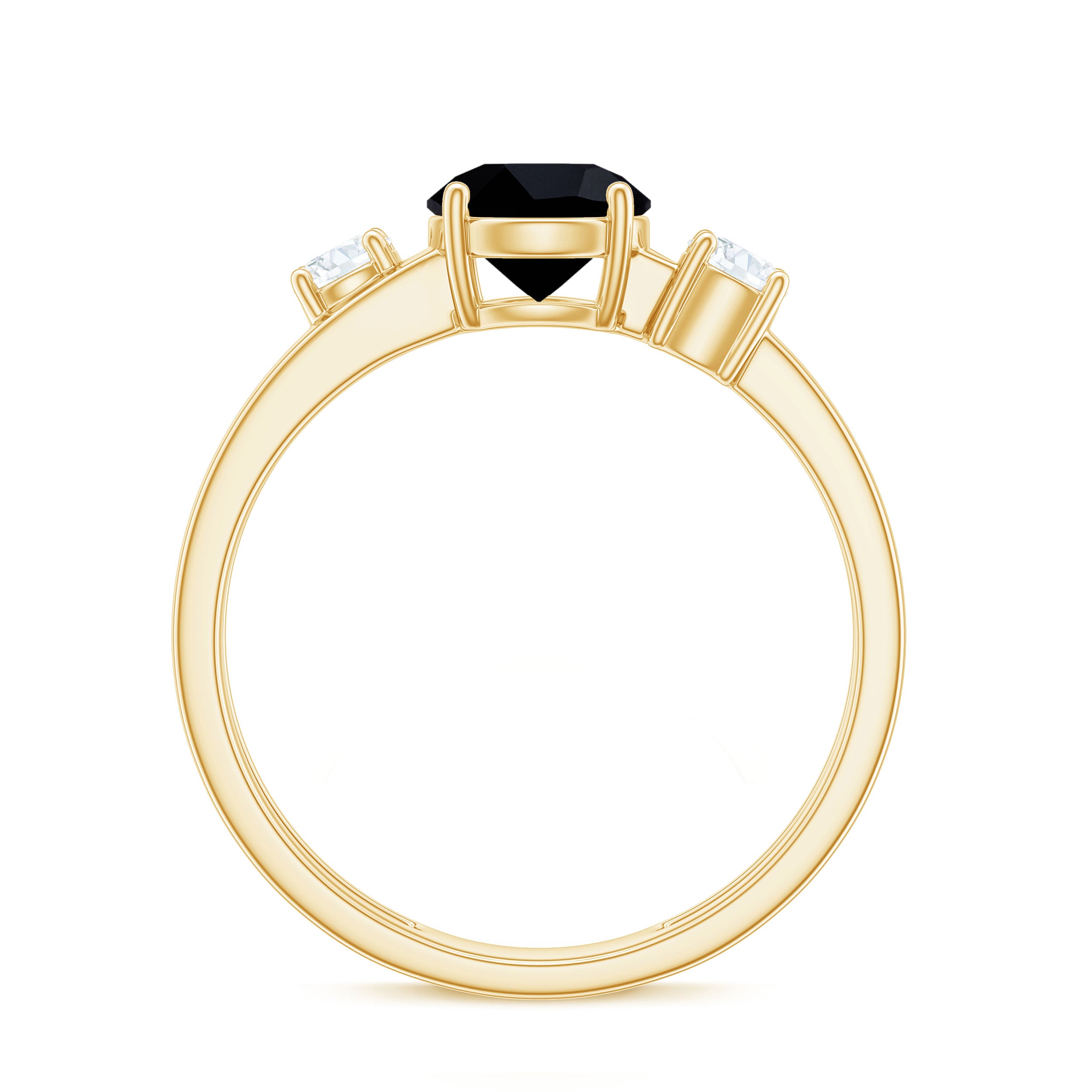 Rosec Jewels-Real Black Onyx and Diamond Double Band Engagement Ring