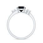 Rosec Jewels-Natural Black Spinel Diamond Double Band Engagement Ring