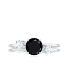 Rosec Jewels-Natural Black Spinel Diamond Double Band Engagement Ring