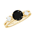 Rosec Jewels-Natural Black Spinel Diamond Double Band Engagement Ring