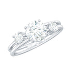Certified Cubic Zirconia Three Stone Double Band Ring AAAA - Rosec Jewels