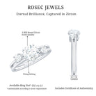 Certified Cubic Zirconia Three Stone Double Band Ring AAAA - Rosec Jewels
