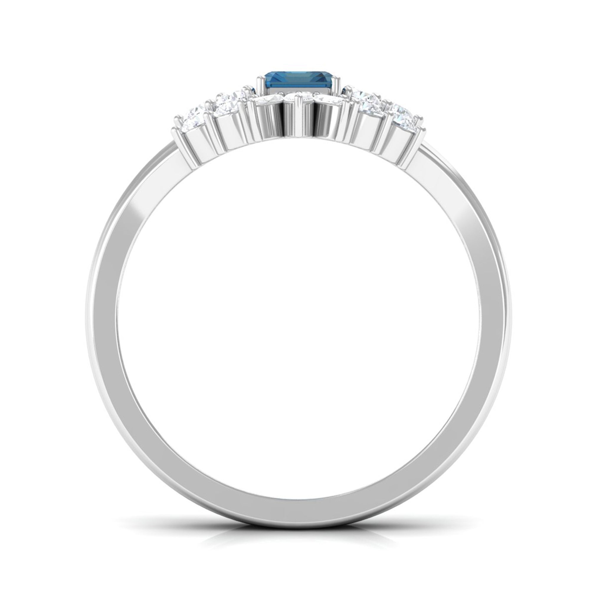 1.50 CT London Blue Topaz and Diamond Ring Set London Blue Topaz - ( AAA ) - Quality - Rosec Jewels