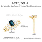 4X6mm Emerald Cut London Blue Topaz Designer Bridal Ring Set with Diamond AAA - Rosec Jewels