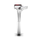 Rosec Jewels-Genuine Garnet Diamond Emerald Cut Engagement Wedding Ring Set of 2