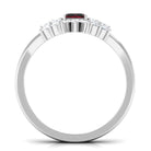 Rosec Jewels-Genuine Garnet Diamond Emerald Cut Engagement Wedding Ring Set of 2