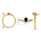 Rosec Jewels-Genuine Garnet Diamond Emerald Cut Engagement Wedding Ring Set of 2