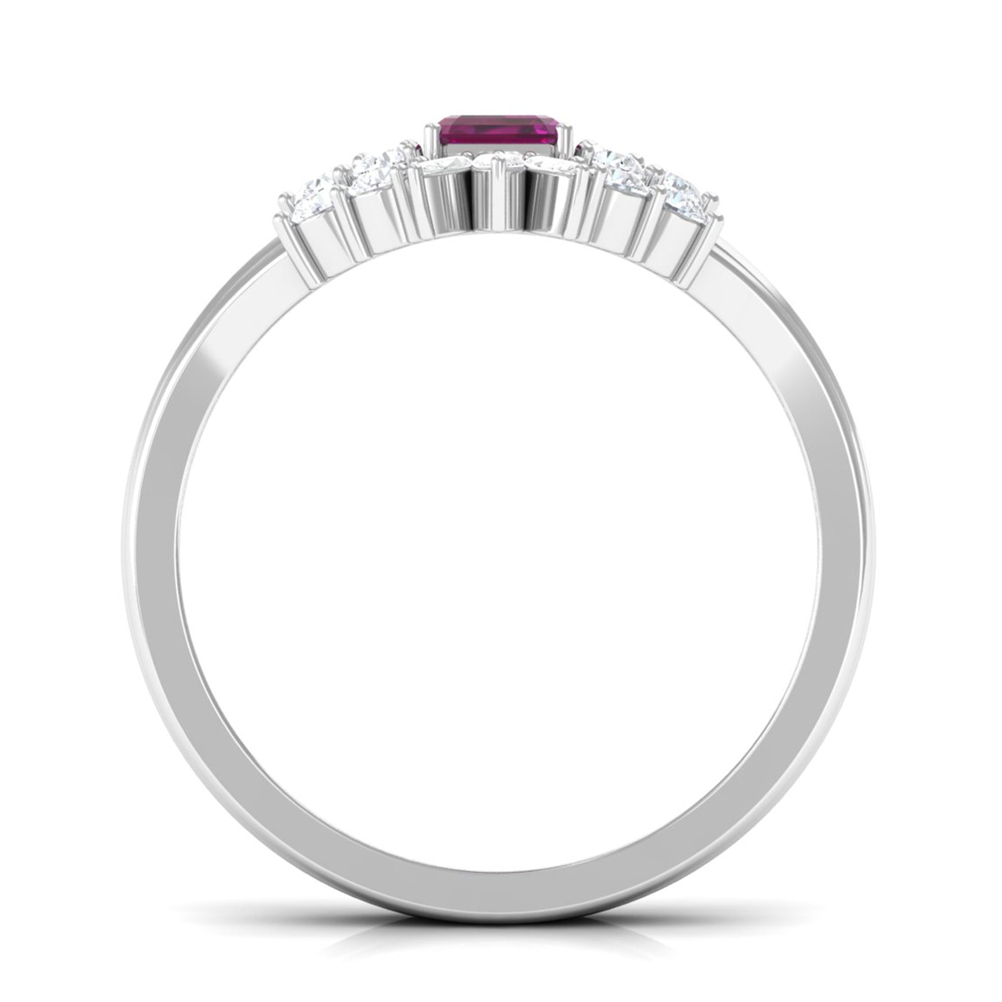 1.50 CT Solitaire Rhodolite and Diamond Wedding Ring Set Rhodolite - ( AAA ) - Quality - Rosec Jewels