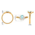 Rosec Jewels-Natural Emerald Cut Aquamarine Marriage Ring Set with Diamond
