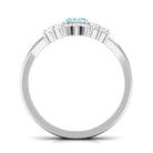 Rosec Jewels-Natural Emerald Cut Aquamarine Marriage Ring Set with Diamond