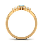Rosec Jewels-Natural Emerald Cut Aquamarine Marriage Ring Set with Diamond