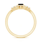Emerald Cut Black Onyx Engagement Ring with Diamond Wedding Band AAA - Rosec Jewels