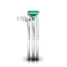 Emerald and Diamond Trio Engagement Ring Set Emerald - ( AAA ) - Quality - Rosec Jewels