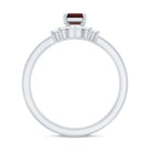 Rosec Jewels-Natural Emerald Cut Garnet Diamond 3 Piece Wedding Ring Set