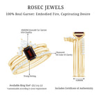 Rosec Jewels-Natural Emerald Cut Garnet Diamond 3 Piece Wedding Ring Set