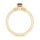 Rosec Jewels-Natural Emerald Cut Garnet Diamond 3 Piece Wedding Ring Set