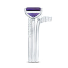 Natural 1.4 Carat Amethyst 3 Piece Bridal Ring Set with Diamond AAA - Rosec Jewels