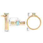 Octagon Aquamarine Solitaire Ring Set of 3 with Diamond Aquamarine - ( AAA ) - Quality - Rosec Jewels