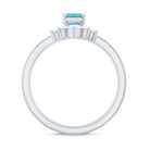 Emerald Cut Aquamarine Solitaire Ring Set of 3 with Diamond AAA - Rosec Jewels