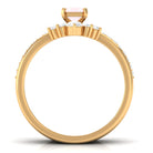 1.25 CT Natural Rose Quartz and Moissanite Ring Set in Gold Rose Quartz - ( AAA ) - Quality - Rosec Jewels