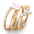 1.25 CT Natural Rose Quartz and Moissanite Ring Set in Gold Rose Quartz - ( AAA ) - Quality - Rosec Jewels