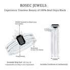 Emerald Cut Black Onyx and Diamond Trio Wedding Ring Set AAA - Rosec Jewels
