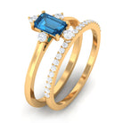 1.25 CT London Blue Topaz and Diamond Ring Set London Blue Topaz - ( AAA ) - Quality - Rosec Jewels