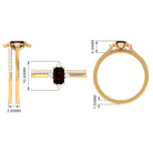 Natural Emerald Cut Garnet Diamond Wedding Bridal Ring Set of 2 AAA - Rosec Jewels